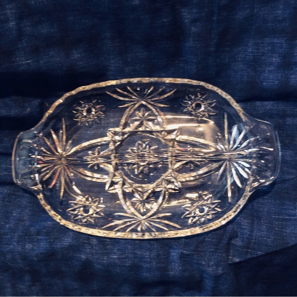 Vintage Anchor Hocking , Star of David pattern - relish dish
